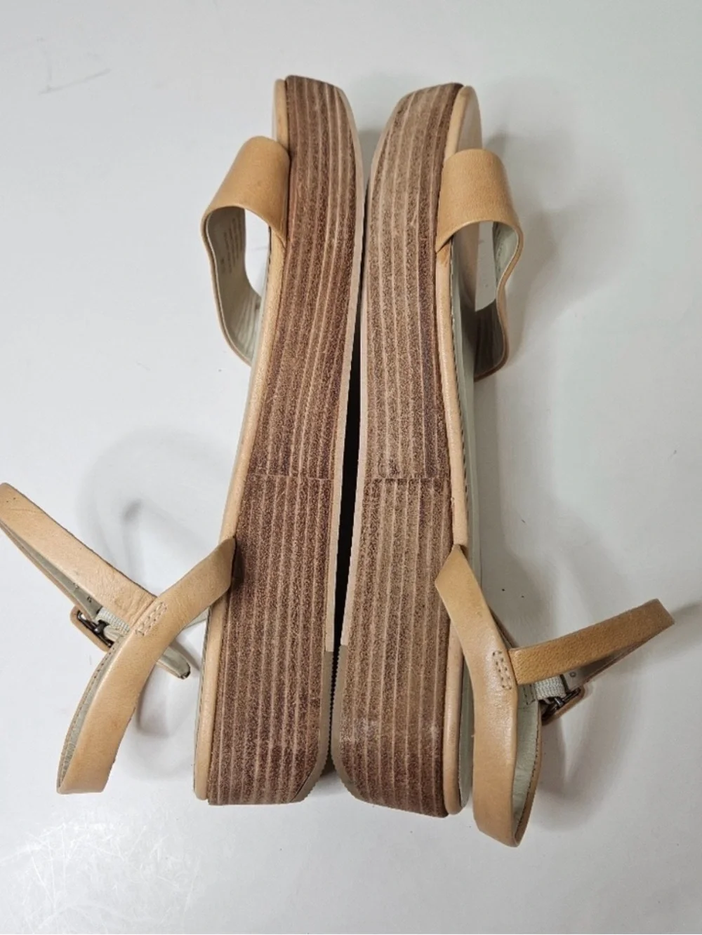 Able Larissa Platform Sandals Camel Nude Tan Leather Women's 9.5
